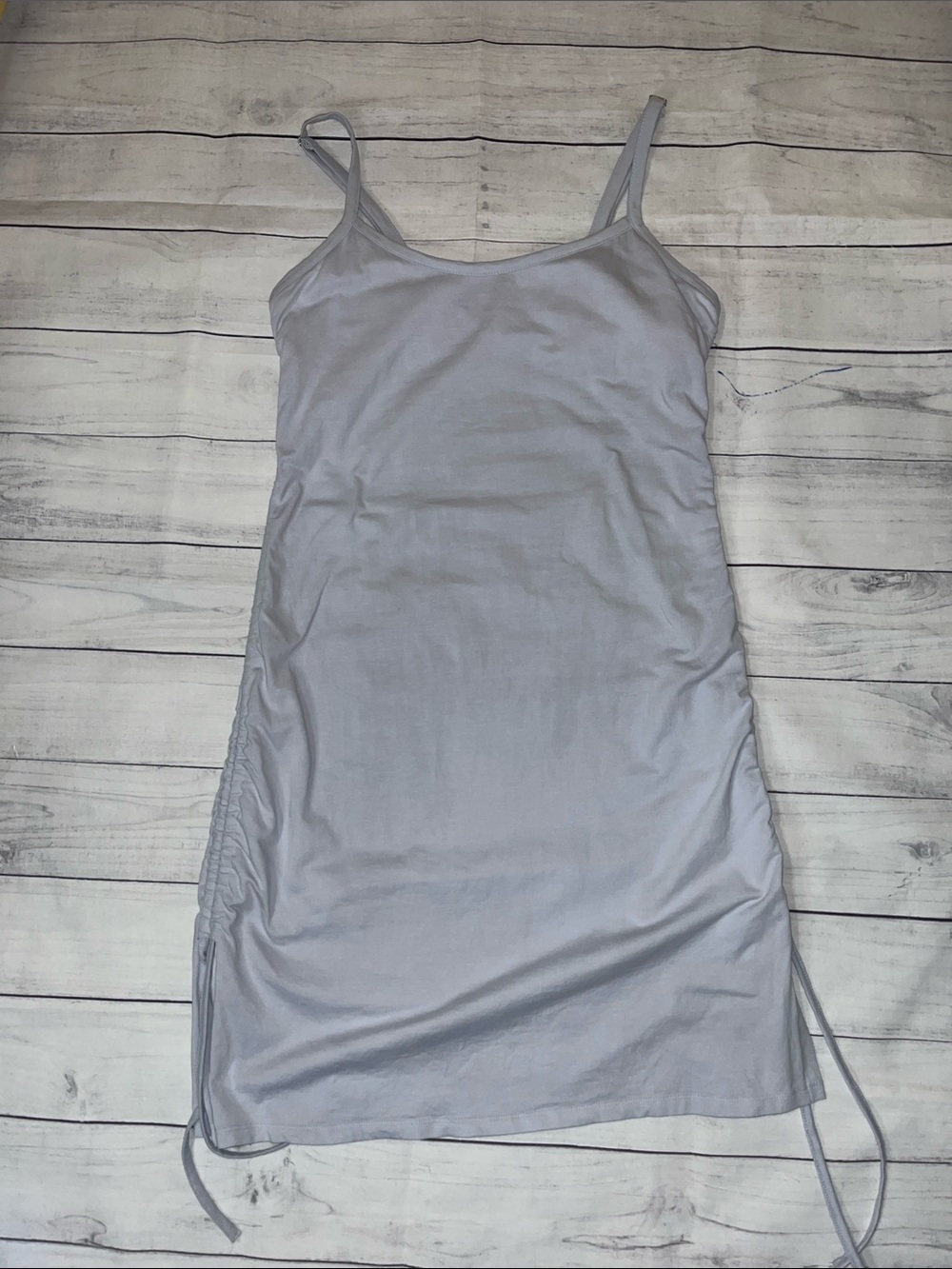 Adjustable Side-Ruched Spaghetti Strap Dress in Light blue - Picture 9 of 11